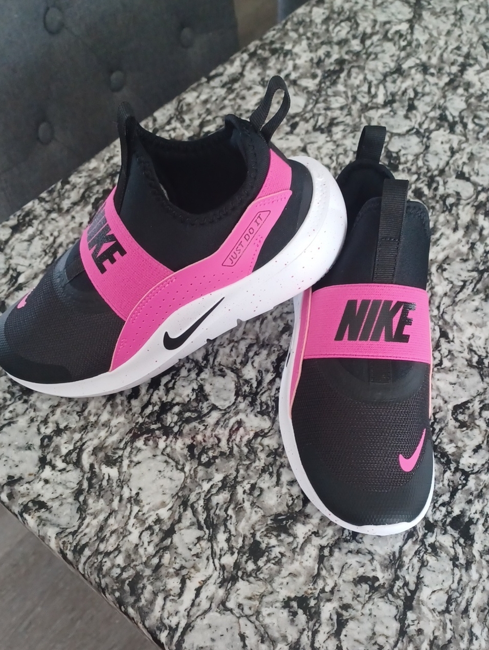 Nike Kids Black and Pink Slip-On Athletic Sneakers